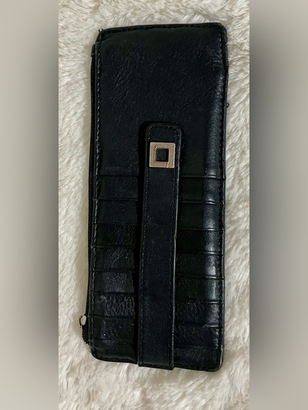 Lodis Black Leather Wristlet Wallet with Silver Accent